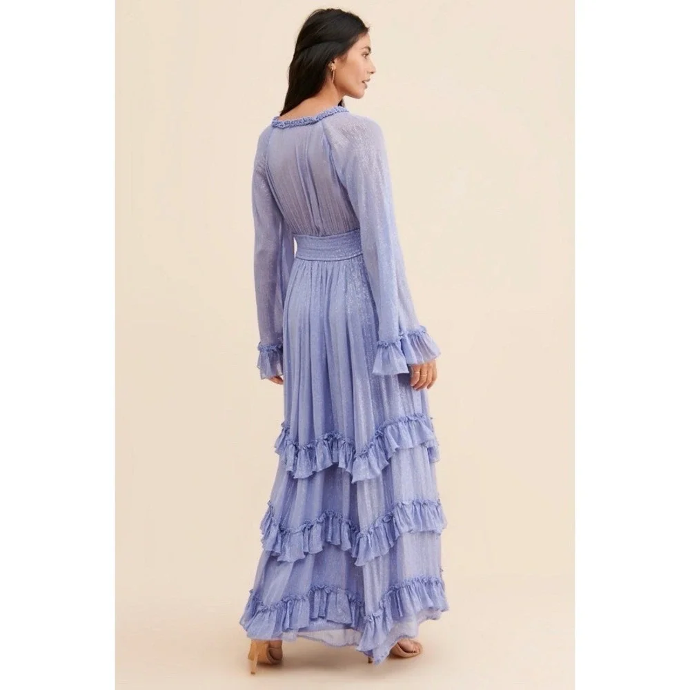 NEW Free People Seraphina Tiered Maxi Dress Electric Blue Medium/M $350 Stunning